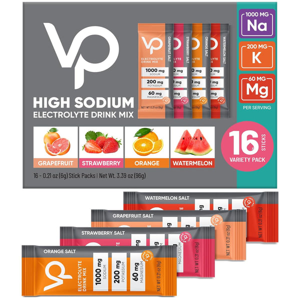 Venture Pal High Sodium Sugar Free Electrolytes Powder - Hydration Packets with Sodium, Potassium & Magnesium