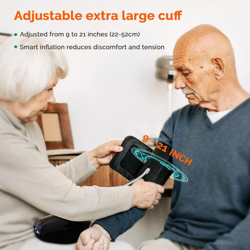 Blood Pressure Monitor, Automatic Upper Arm Cuff, 9"-21" Adjustable, Dual User 240 Set Memory, Digital BP Machine