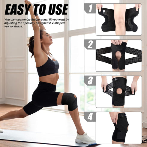 NEENCA Knee Brace for Knee Pain, Compression Knee Support with Air Mesh Fabric, Adjustable Knee Wrap with Side
