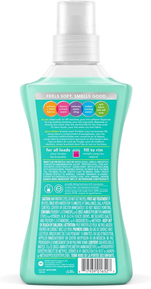 Method Fabric Softener, Beach Sage, 53.5 Ounces, 45 Loads, 1 Pack (Packaging May Vary)