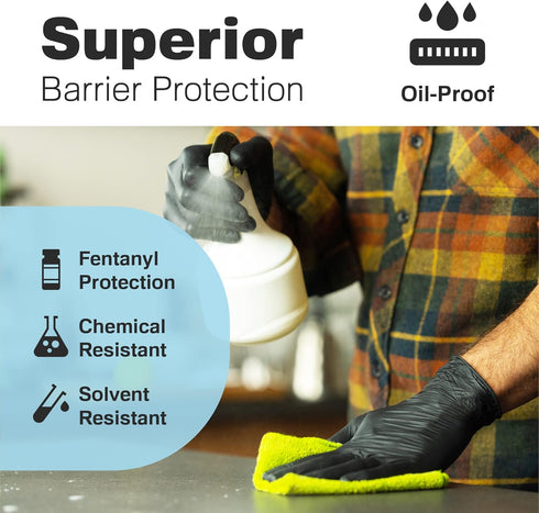 Heavy Duty Disposable Gloves, Latex Free 6.5 Mil Black Nitrile Gloves, 100 Count Powder Free