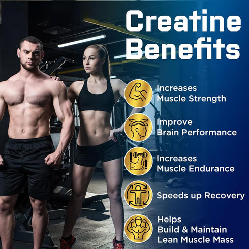 Creatine Monohydrate Gummies - 5g Per Serving, Chewable Creatine for Men & Women, Taurine & B6, Organic