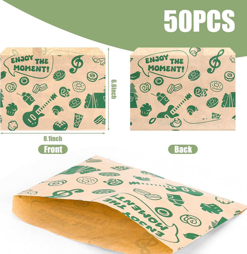 VGOODALL 50PCS Paper Sandwich Bags, Small Snack Bags 8.1x6.6inch Wax Paper Bags for Snack Sandwich Picnic by VGOODALL