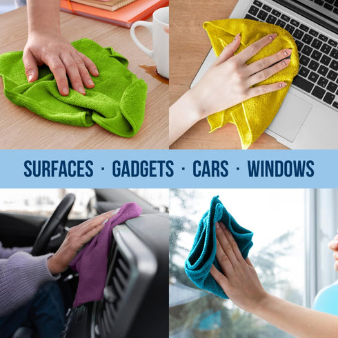 GREEN LIFESTYLE Microfiber Cleaning Cloth 50 Pack | Multicolor | 11.5" x 11.5" | Borderless Microfiber Towels for