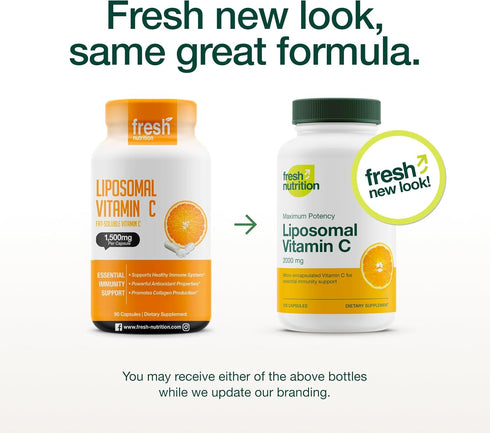 Fresh Nutrition Liposomal Vitamin C - 2000mg DNA Verified, All Natural Vegan Friendly Powder for Drinks