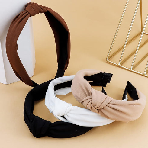 YISSION 4PCS Knotted Headbands, Non Slip Wide Fashion Accessories for Women and Girls, Black and White
