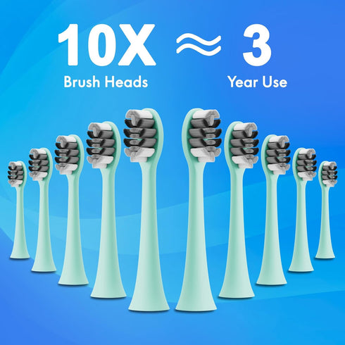 Portable Electric Soft Toothbrush with Travel Case, 90-Day Battery Life, 10 Brush Heads, 15 Modes