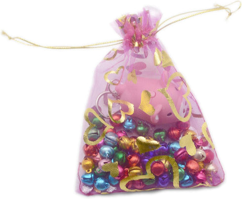 YYaaloa 100PCS Mini Sheer Heart Mixed Organza Bags, 7X9 cm/2.7X3.5 inches Drawstring Gift Bags (Mixed)