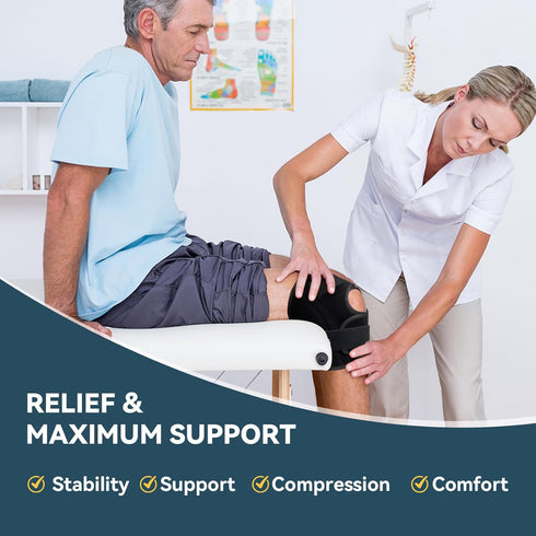 JOMVD Knee Brace for Knee Pain Relief, Adjustable Knee Support with Side Stabilizers for Meniscus Tear, Arthritis, ACL