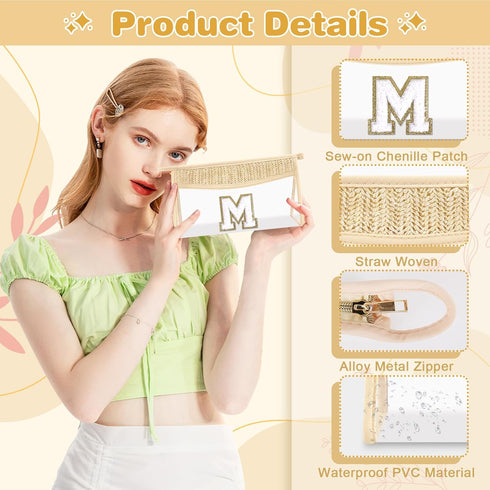 Personalized Initial Letter Bag, Cute Chenille Varsity Makeup Bag, Portable Monogrammed Cosmetic Bag for Women