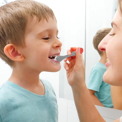 Mombella Ladybug Toddler Toothbrush for Ages 2 Years+, Soft Red Dot Bristle for Kids Oral Hygiene