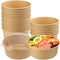 25oz Disposable Bowls with Lids, 25Pack Large Kraft Paper Salad Bowls for Hot Cold Food, Soup, Ice Cream
