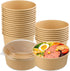 25oz Disposable Bowls with Lids, 25Pack Large Kraft Paper Salad Bowls for Hot Cold Food, Soup, Ice Cream
