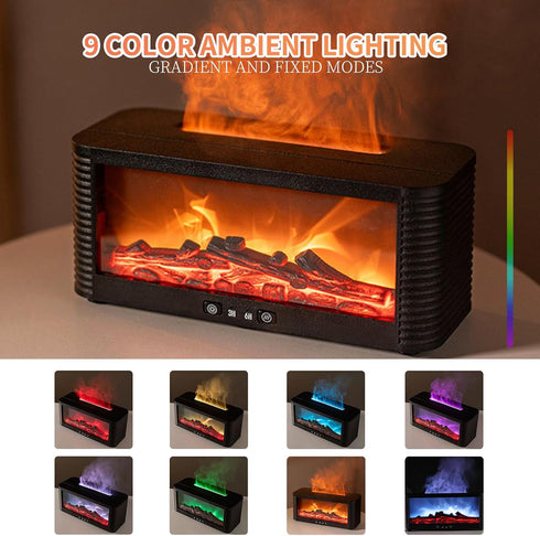 Obociks 9 Flame Effect Essential Oil Diffuser, Ultrasonic Aromatherapy Humidifier with Color LED Lights & Timer