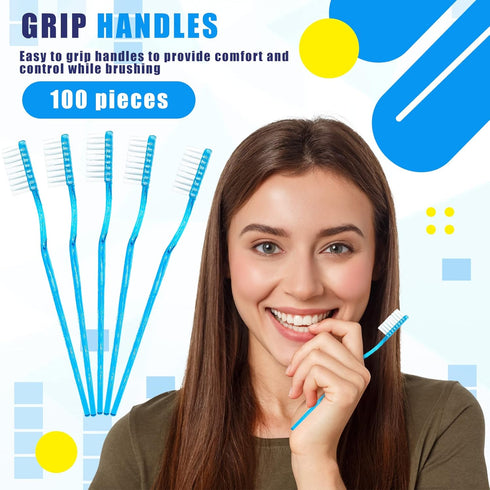 Adult Pre-Pasted Disposable Toothbrushes, Travel Toothbrushes with Toothpaste, Bulk Mint Toothbrushes, 100 Pcs