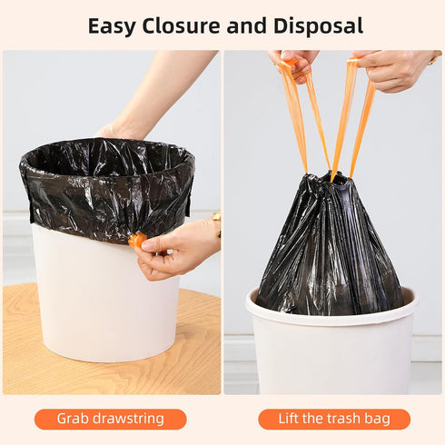 funest 4 Gallon Small Drawstring Garbage Bags, 75 Counts, Thick Plastic Wastebasket Liners for Bathroom