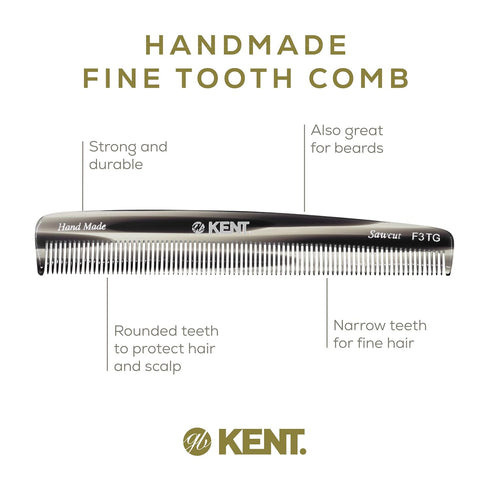 Kent F3T Fine Tooth Comb for Hair Care, Dandruff Comb for Men and Women, Parting Combs and Fine Teeth Combs
