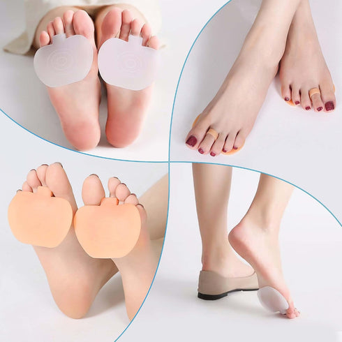 Keroius (4 pairs-2white 2beige, Metatarsal Pads Women Men Ball of Foot Cushion,Relieve Pressure and Pain,Help