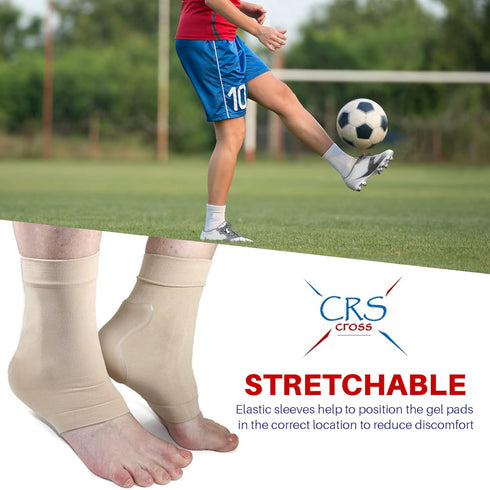 CRS Cross Achilles Heel Gel Sleeves, 1 Pair Premium Padded Compression Socks for Cushion & Protection