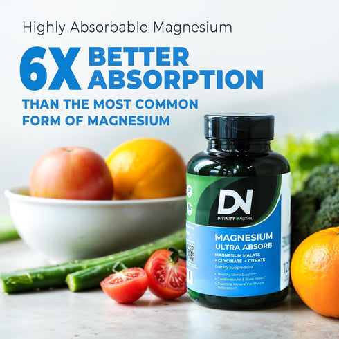 Triple Magnesium Complex Supplement, 300mg Magnesium Glycinate, Malate & Citrate for Muscles, Nerves, Energy