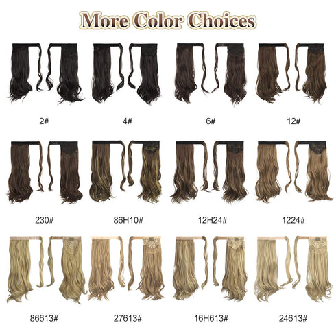 SOFEIYAN Curly Ponytail Extension 15 Inch, Heat Resistant Synthetic Natural Wavy Hairpiece for White Black Women, Brown