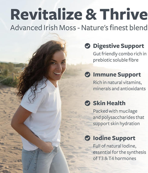 Irish Sea Moss Capsules - 180 Capsules, Organic Irish Seamoss with Bladderwrack & Burdock for Extra Absorption