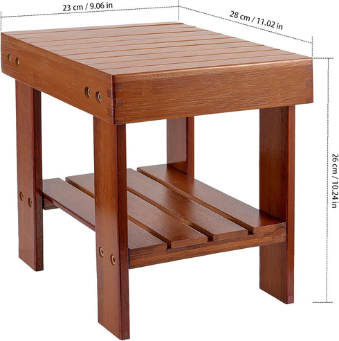 2 Pack 11 9 10 Inch Bamboo Step Stool, Bamboo Shower Bench, x x Foot Stool, Seat Stool for Home, Garden, Living Room