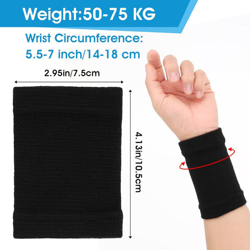Wrist Compression Sleeve, 2 Pairs Spandex Soft Elastic Wrist Brace Hand Band Sport Support Wraps Arthritis Pain Relief for Men Women Work Gym Typing Golf Volleyball(Gray+Black)