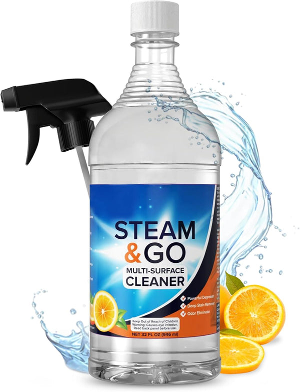 Steam and Go Multi-Purpose Cleaner - 32 oz Intense Degreaser, Deep Stain Remover, Odor Eliminator with Oxy Power for