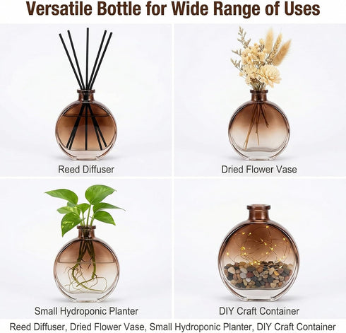VANTOBEST 150ml Glass Diffuser Bottle Jar - Aroma Bottle, Round Essential Oils Container, Decorative Diffuser Jars