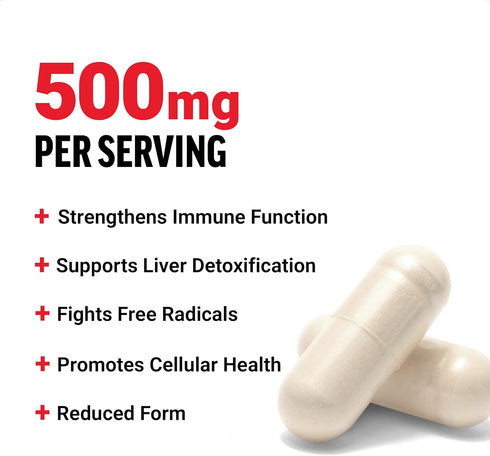 FORCE FACTOR Glutathione Supplement, Antioxidant Supplement with Reduced Glutathione 500mg for Superior Absorption and Efficacy, Active Form, Vegan, Non-GMO, 60 Vegetable Capsules