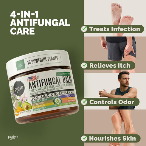 Puriya Clinically Proven Antifungal Cream for Skin Fungus, Extra-Strength Athletes Foot Cream Treatment, Jock Itch