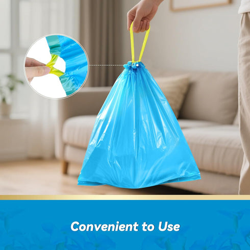 Wowflash 300 Count 15 4 Micron Extra Thick Gallon Drawstring Small Trash Bags, Sturdy & Tear-Resistant Small Garbage