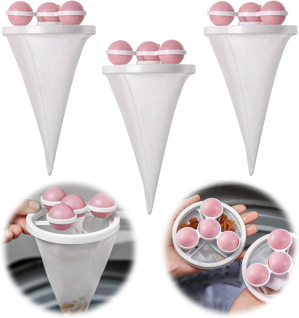 3PCS Floating Hair Filtering Mesh Removal, Reusable Pet Lint Removers for Washing Machine, Lint Catcher for Dog Cat Hair