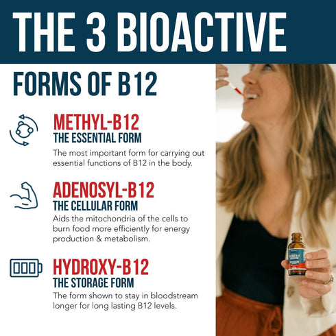 BioActive Vitamin B12 5000 mcg | Sublingual Cherry Flavor, Organic, Vegan | 3 BioActive Forms B12, 60 Servings