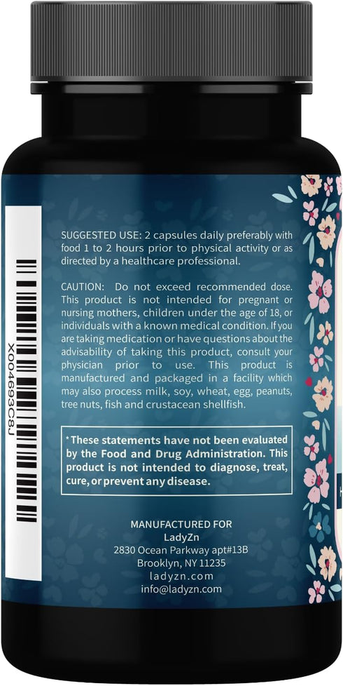 LadyZn 60 Lady Libido Supplement for Women Support Mood, Drive & Energy, with Hornygoatweed & Maca Root | Female Libido