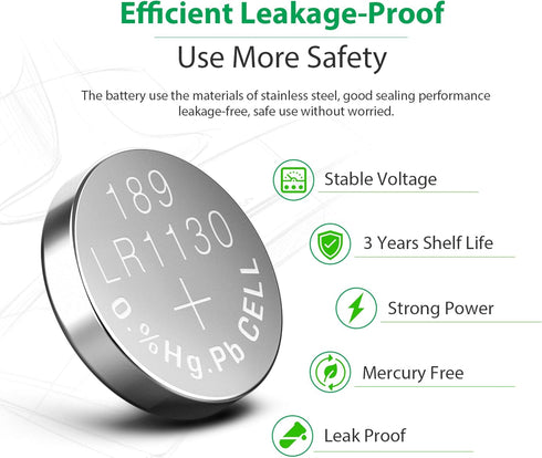 LiCB 20 Pack LR1130 AG10 1.5V Long-Lasting Alkaline Button Cell Batteries