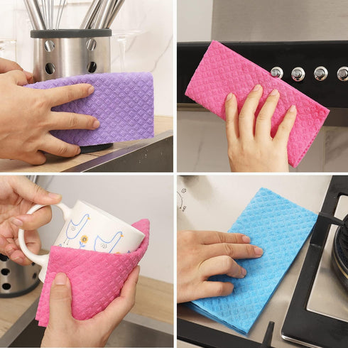 JECOLE 10 Packs Swedish Dishcloths for Kitchen, Reusable Paper Towels Compostable Swedish Dish Clothes for Kitchen