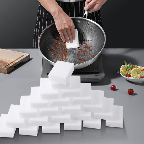 100 Pack Magic Sponge Eraser Sheets, Melamine Foam, Non-Scratch Scrub Sponge Pads for Kitchen, Bathroom, Furniture.