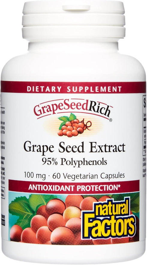 Natural Factors GrapeSeedRich Grape Seed Extract, Antioxidant Support, 60 Vegetarian Capsules