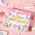 Summer Ice Cream Birthday Gift Bag with Tissue Paper and Greeting Card,White Pink Happy Birthday Wrapping Paper Goodie