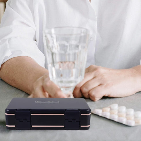 HAKIDZEL 7-Day Weekly Pill Organizer Box Large Capacity Double-Layer Sealed Medicine Container for Daily Morning Noon
