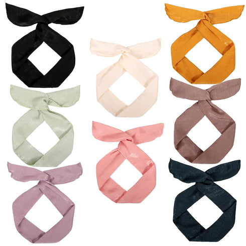 Wire Headbands for Women, Solid Color Wire Hair Wraps with 8PCS Twist Bow Headband Hair Accessories