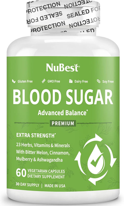 NuBest Blood Sugar - Advanced Formula with Bitter Melon, Ashwagandha, Cinnamon, Chromium, Magnesium, Vitamins, Alpha Lipoic Acid, Cayenne Pepper & More - Pack 1