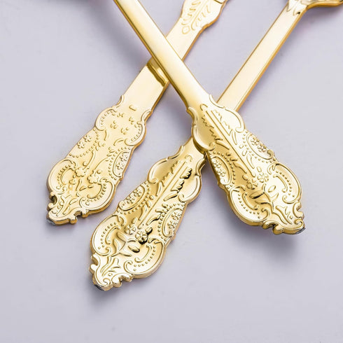 N9R 120 Pcs Gold Plastic Silverware Set, 40 Forks, 40 Spoons, 40 Knives, Disposable Gold Cutlery for Weddings and