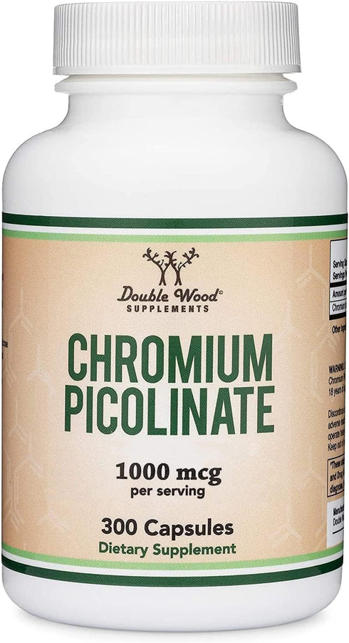 Chromium Picolinate 1000mcg for Healthy Weight Management, 300 Vegan Safe Capsules, Non-GMO, Gluten Free