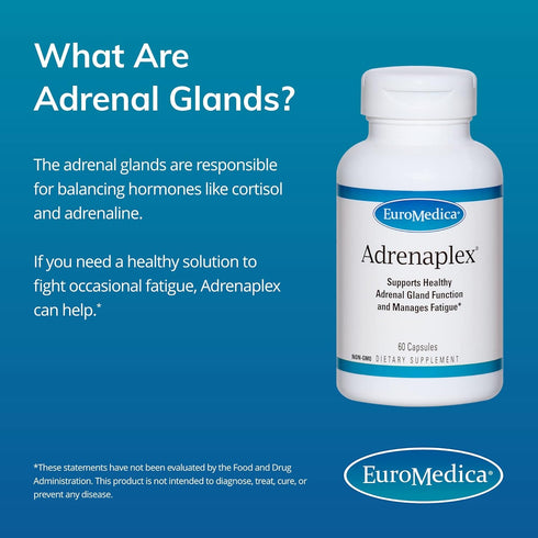 Euromedica Adrenaplex - 60 Capsules for Healthy Adrenal Gland Function & Balanced Mood - 30 Servings