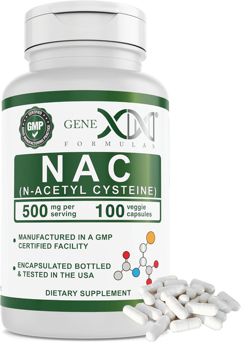 GENEX NAC 500mg - N-Acetyl Cysteine Supplement for Liver Health, Non-GMO, Gluten Free, Vegan (100 Capsules)