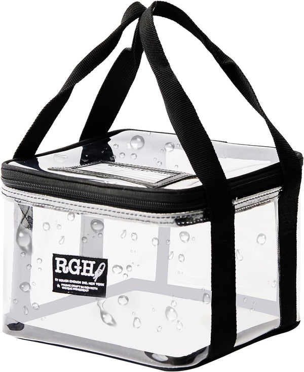Rough Enough Clear Makeup Toiletry Bag, Large Waterproof Cosmetic Storage Bag for Travel - Black