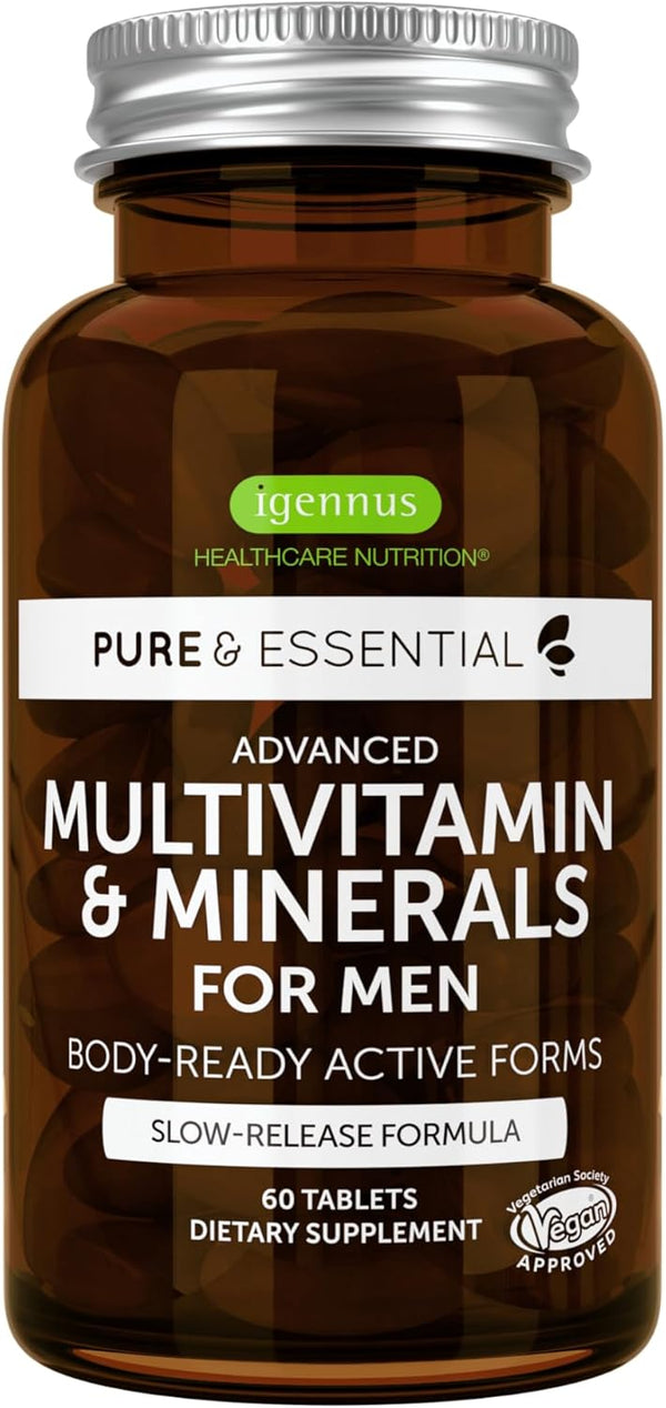 Advanced Men's Multivitamin by Igennus, High Strength Formula, Methylated B-Vitamins MTHFR Supplement, Vegan, Daily